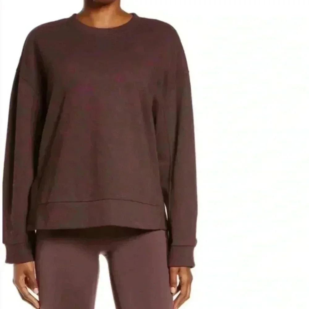 ZELLA PULLOVER BURGUNDY MARBLE COASTAL SIDE SPLIT SWEATSHIRT SIZE XL